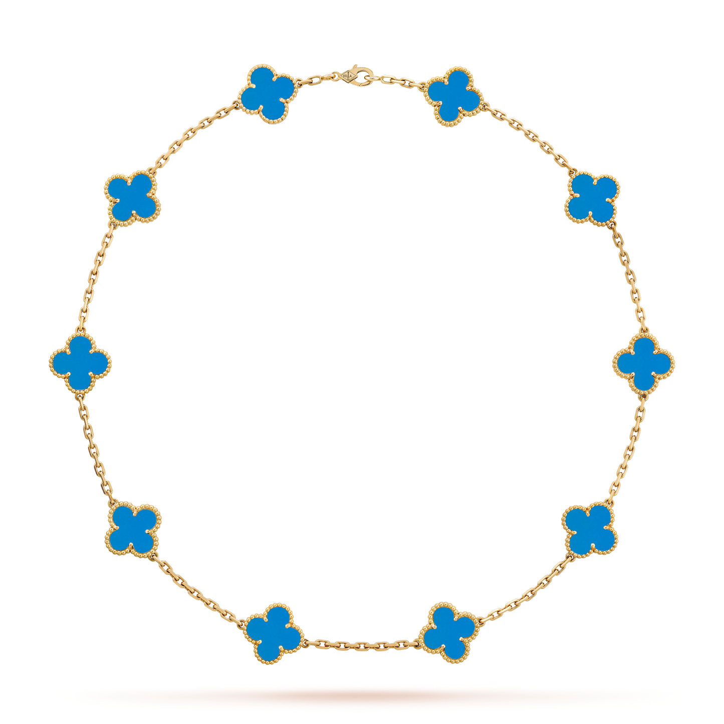 [CiCi]CLOVER 10 MOTIFS BLUE AGATE NECKLACE