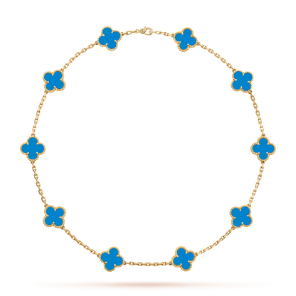 [CiCi]CLOVER 10 MOTIFS BLUE AGATE NECKLACE