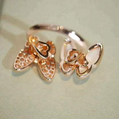[CiCi]TWIN BUTTERFLY DIAMOND MOP RING