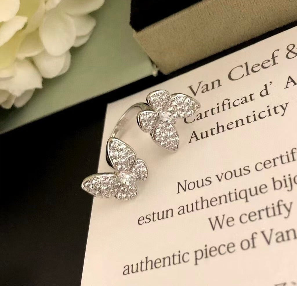 [CiCi]TWIN SILVER BUTTERFLY DIAMOND RING
