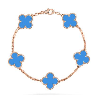 [CiCi] CLOVER 5 MOTIF BLUE AGATE BRACELET COLLECTION