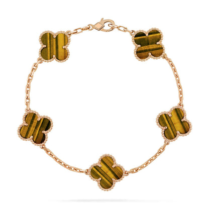 [CiCi] CLOVER 5 MOTIFS TIGER EYE BRACELET COLLECTION