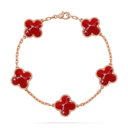 [CiCi]CLOVER 5 MOTIF RED PATTERN BRACELET COLLECTION