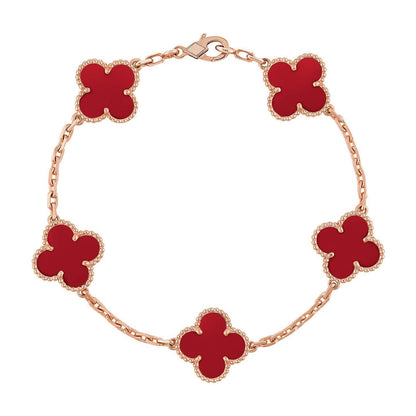[CiCi] CLOVER 5 MOTIF RED CORNELIAN BRACELET COLLECTION