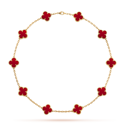 [CiCi]CLOVER 10 MOTIFS CARNELIAN NECKLACE