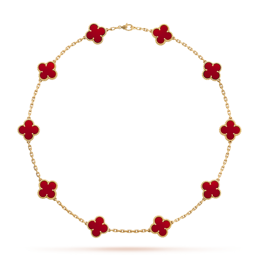 [CiCi]CLOVER 10 MOTIFS CARNELIAN NECKLACE