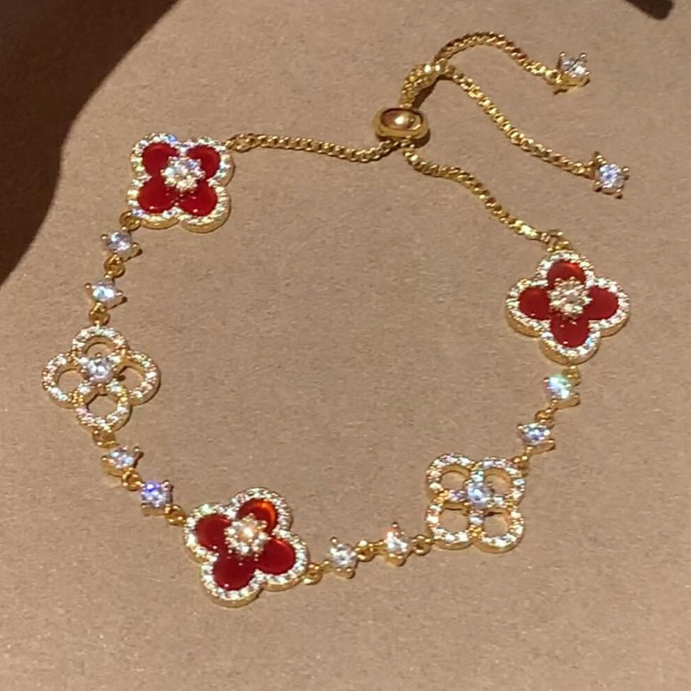 [CiCi]CLOVER 5 MOTIF PINK BLUE RED WHITE BRACELET