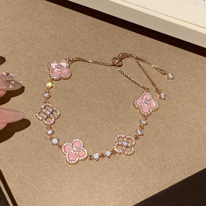 [CiCi]CLOVER 5 MOTIF PINK BLUE RED WHITE BRACELET