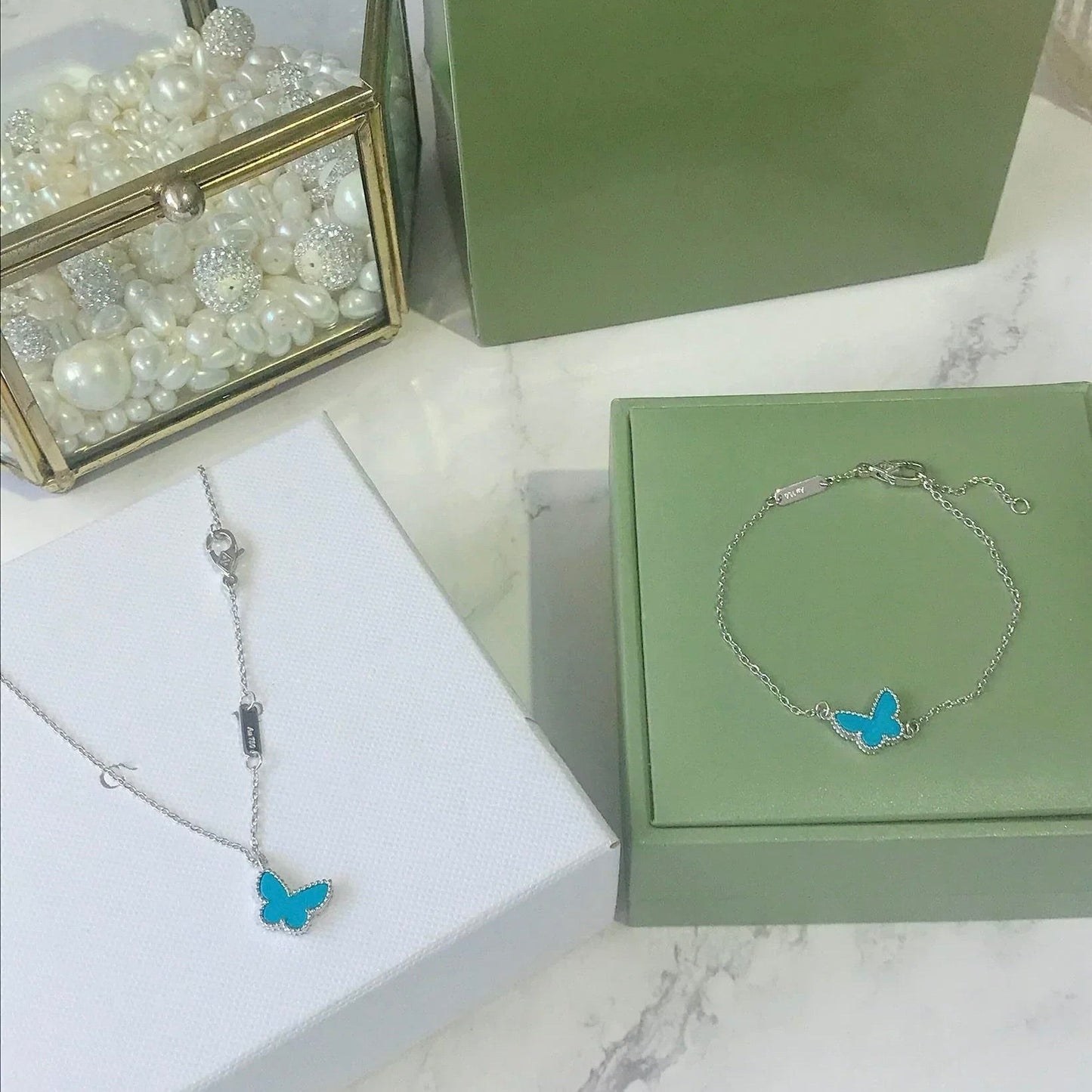 [CiCi]BUTTERFLY TURQUOISE BUTTERFLY BRACELET SILVER