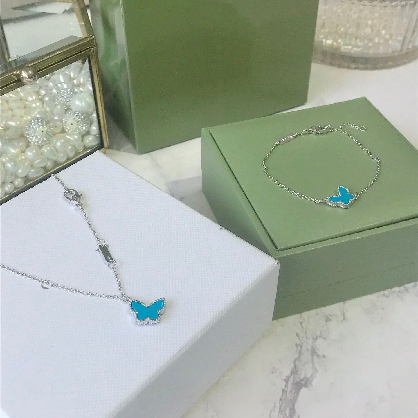 [CiCi]BUTTERFLY TURQUOISE BUTTERFLY BRACELET SILVER