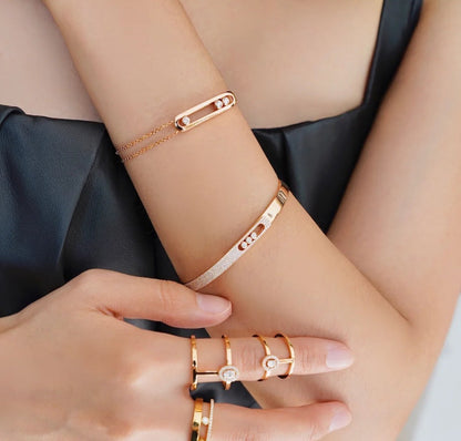 [CiCi]Move Noa Rose Gold Pavé Diamond Bangle Bracelet