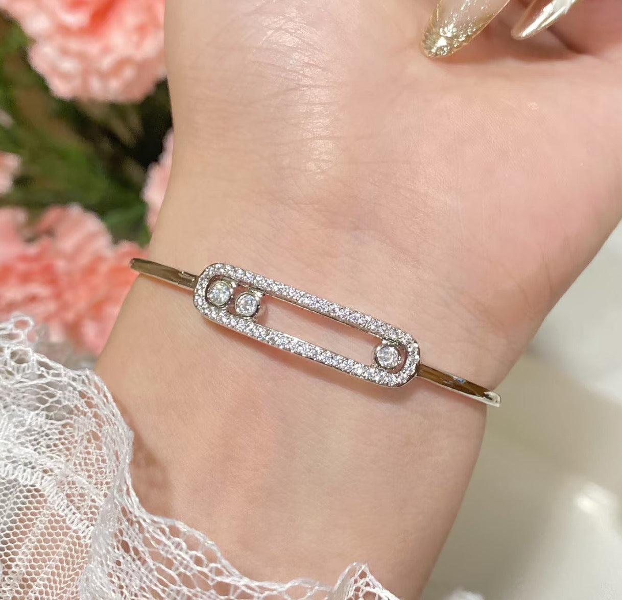 [CiCi]Move Pavé Diamond Bangle Bracelet M