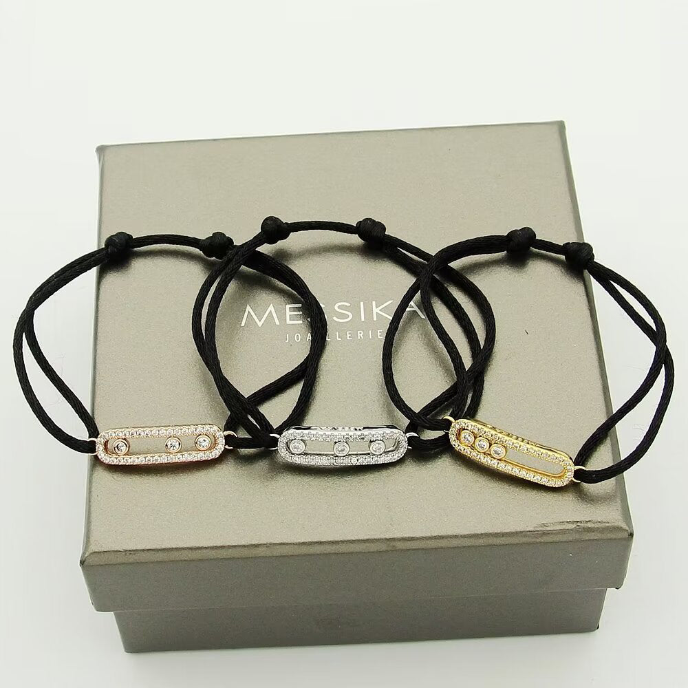 [CiCi]Messika Care(s) pink cord pavé bracelet