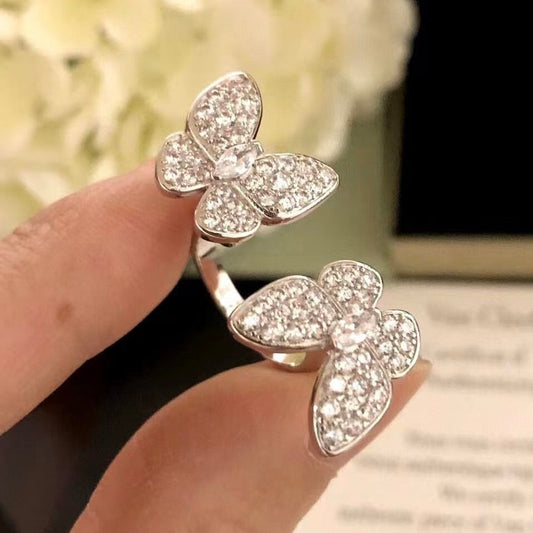 [CiCi]TWIN SILVER BUTTERFLY DIAMOND RING
