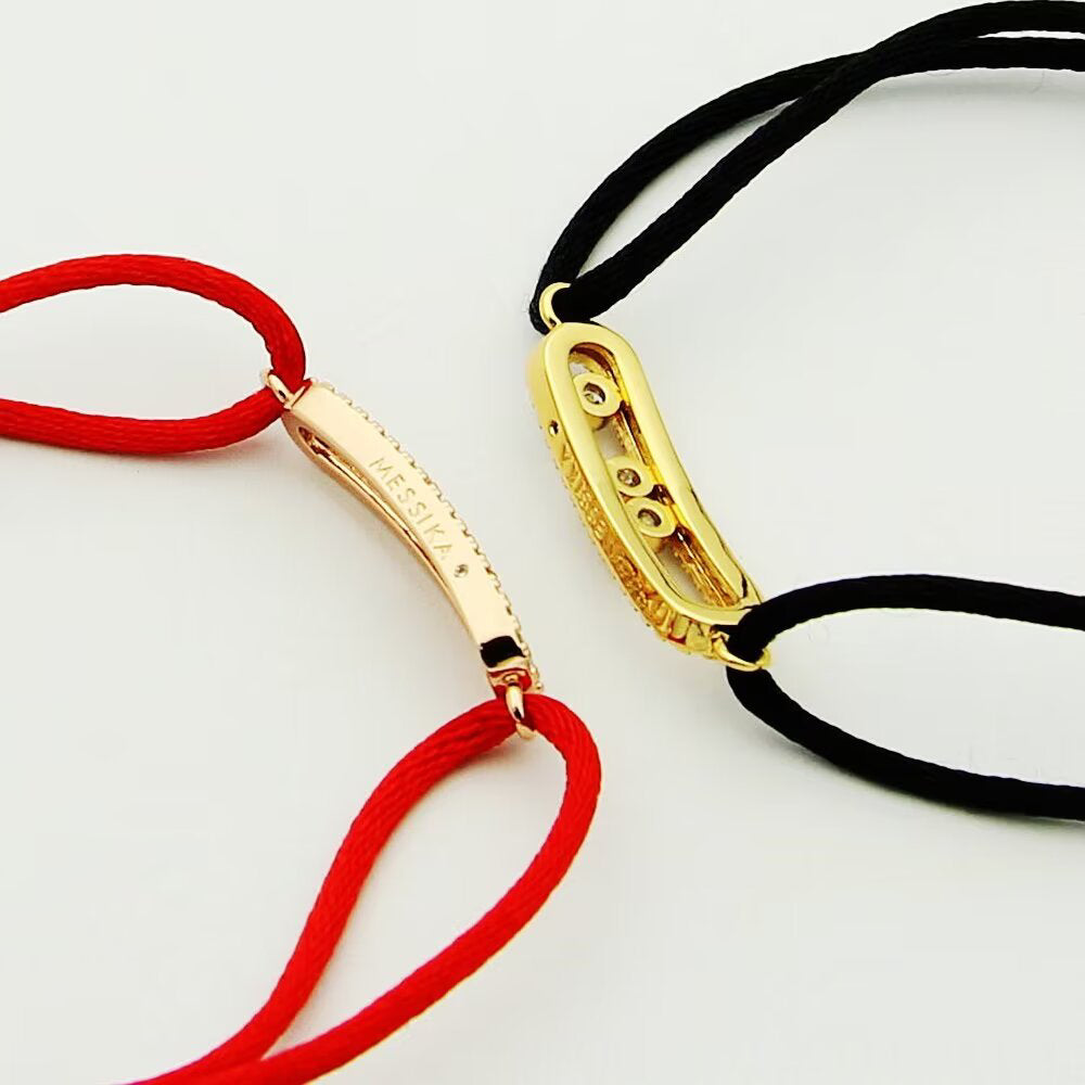 [CiCi]Messika Care(s) pink cord pavé bracelet