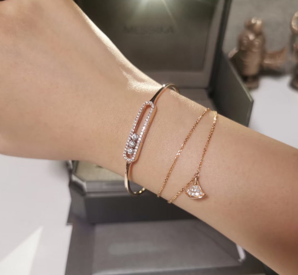 [CiCi]Move Pavé Diamond Bangle Bracelet M