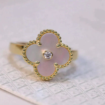 [CiCi]CLOVER PINK MOP RING GOLD DIAMOND