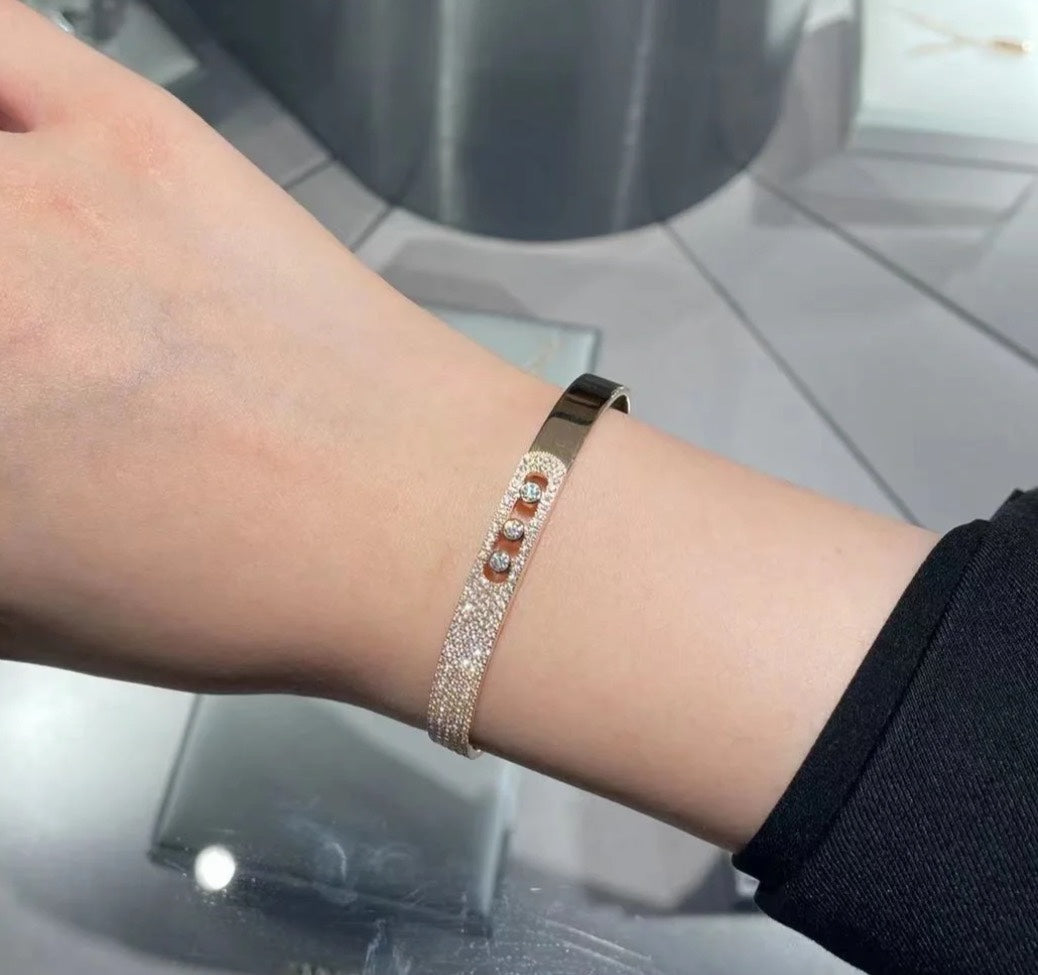 [CiCi]Move Noa Rose Gold Pavé Diamond Bangle Bracelet