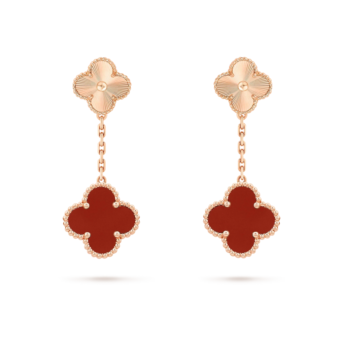 [CiCi]CLOVER 2 MOTIF  LASER CARNELIAN EARRINGS