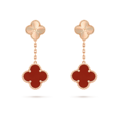 [CiCi]CLOVER 2 MOTIF  LASER CARNELIAN EARRINGS