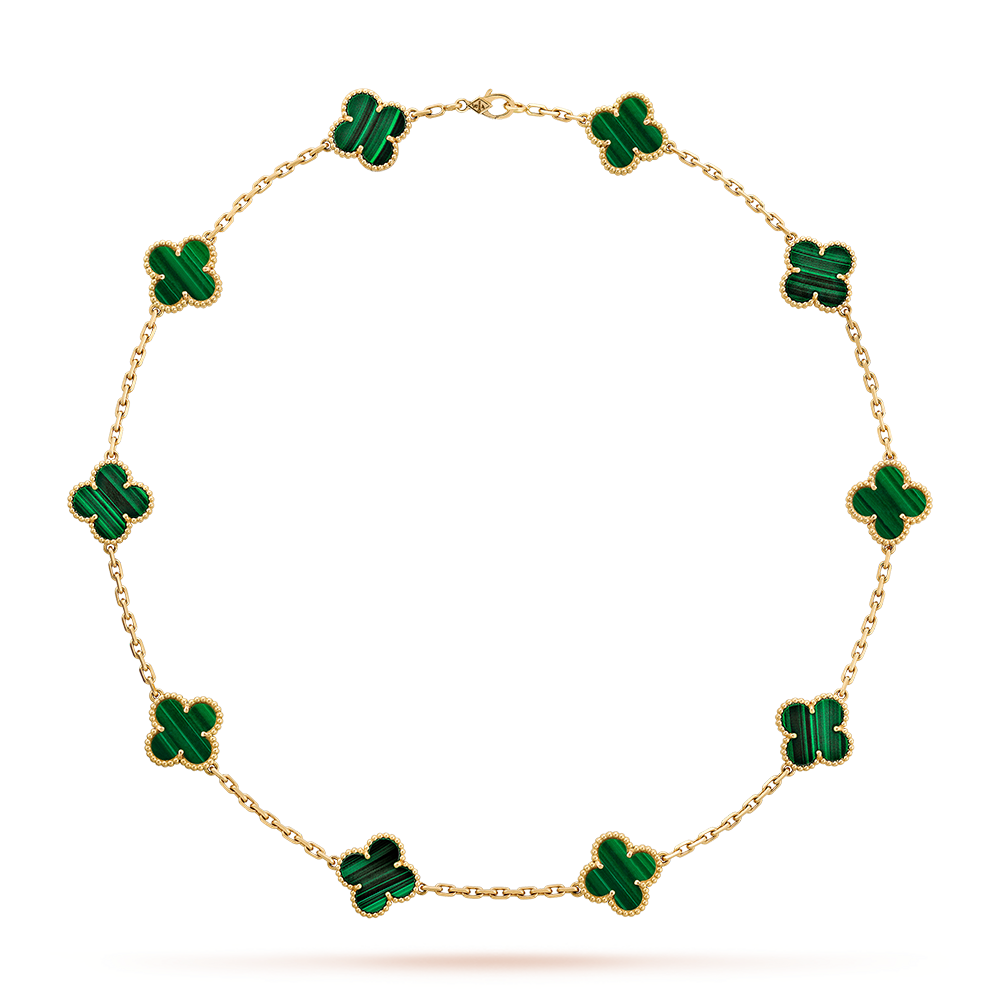 [CiCi]CLOVER 10 MOTIFS MALACHITE NECKLACE