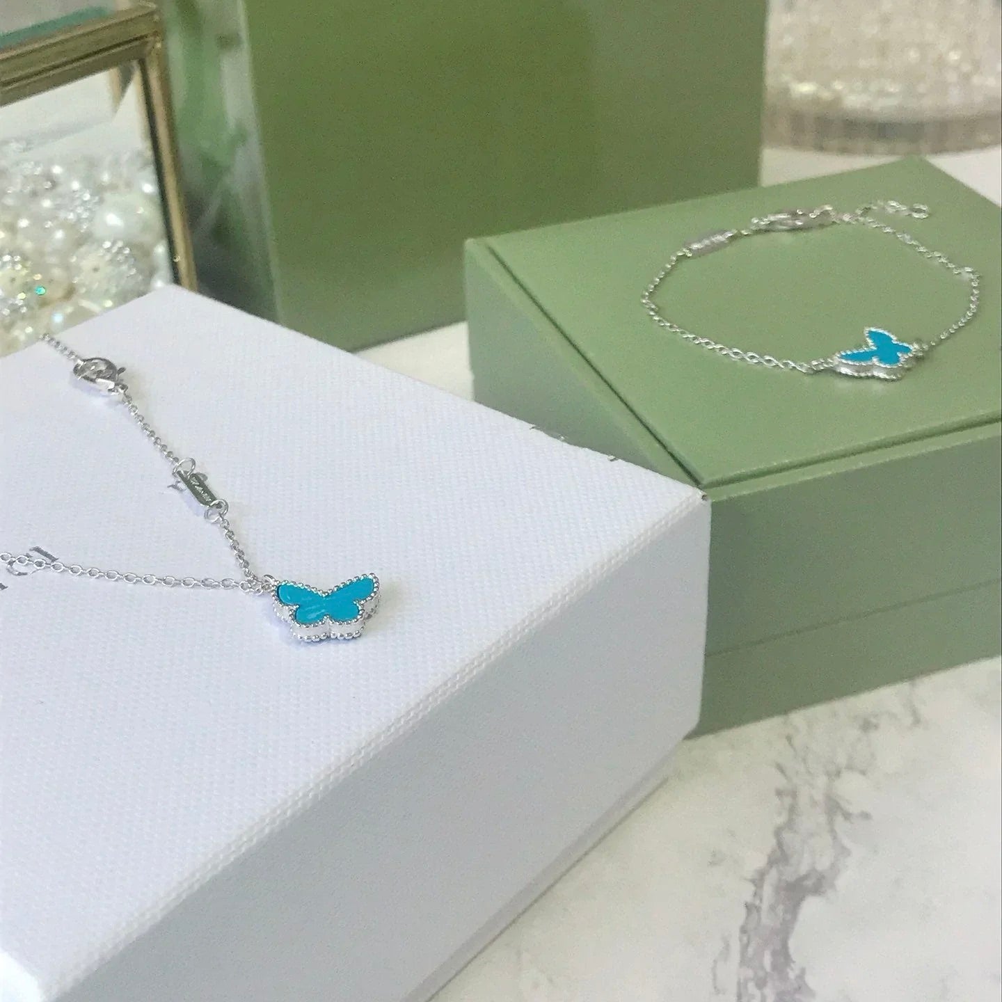 [CiCi]BUTTERFLY TURQUOISE BUTTERFLY BRACELET SILVER
