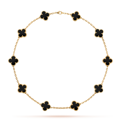 [CiCi]CLOVER 10 MOTIFS ONYX NECKLACE