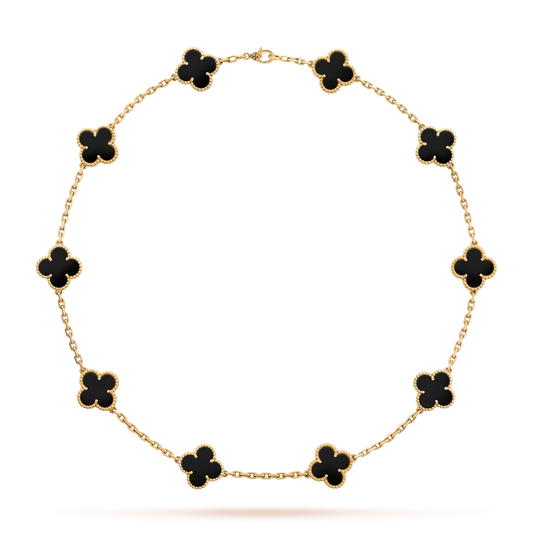[CiCi]CLOVER 10 MOTIFS ONYX NECKLACE