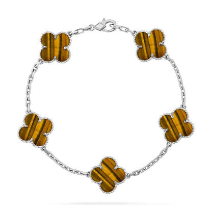 [CiCi] CLOVER 5 MOTIFS TIGER EYE BRACELET COLLECTION
