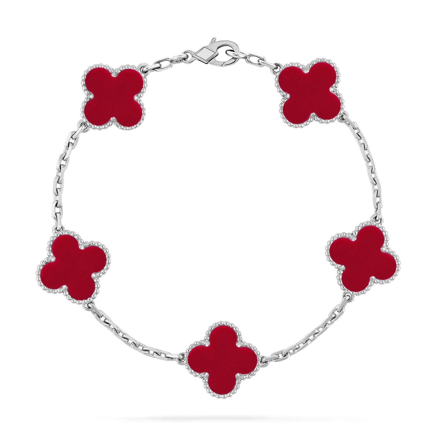 [CiCi] CLOVER 5 MOTIF RED CORNELIAN BRACELET COLLECTION
