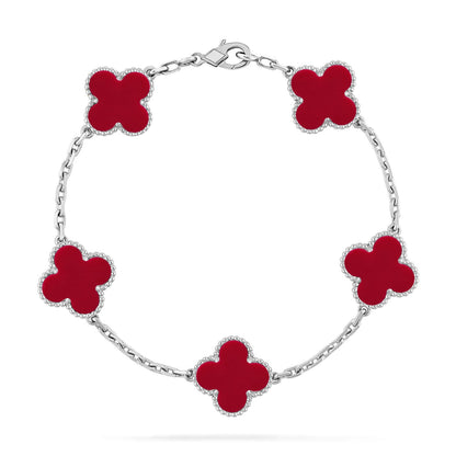 [CiCi] CLOVER 5 MOTIF RED CORNELIAN BRACELET COLLECTION