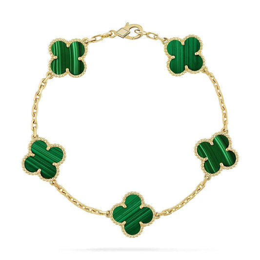[CiCi] CLOVER 5 MOTIF MALACHITE BRACELET COLLECTION