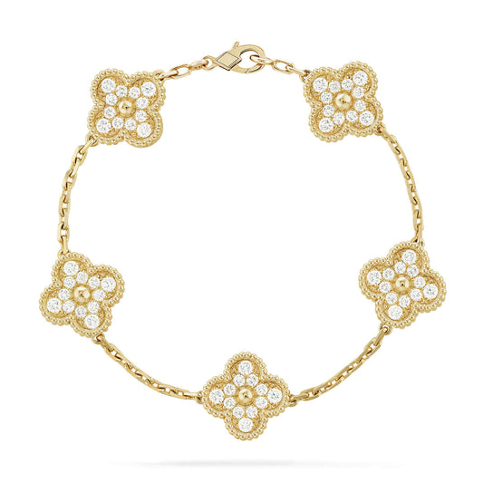 [CiCi] CLOVER 5 MOTIF FULL DIAMOND BRACELET COLLECTION