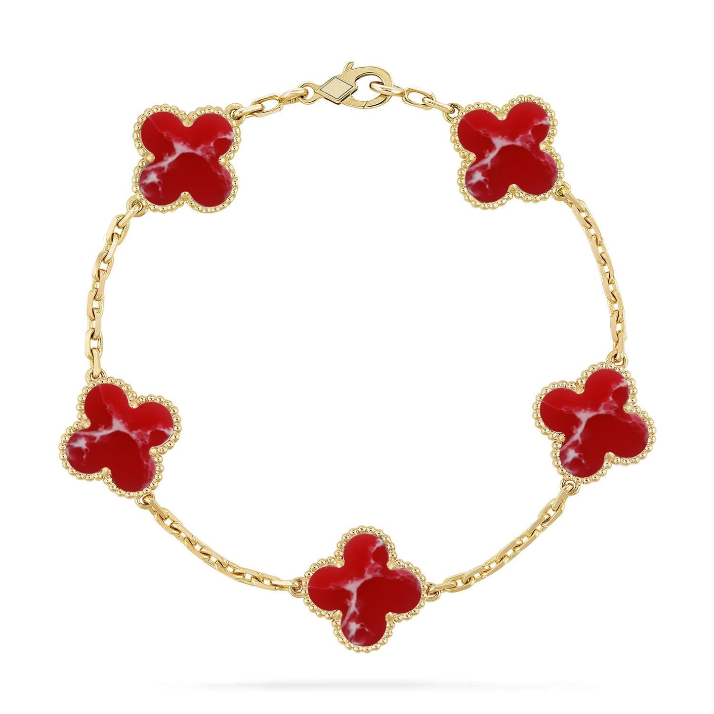 [CiCi]CLOVER 5 MOTIF RED PATTERN BRACELET COLLECTION