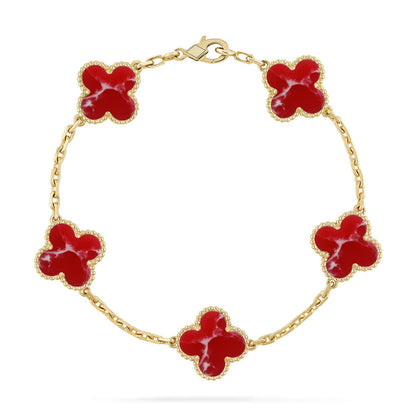[CiCi]CLOVER 5 MOTIF RED PATTERN BRACELET COLLECTION