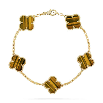 [CiCi] CLOVER 5 MOTIFS TIGER EYE BRACELET COLLECTION