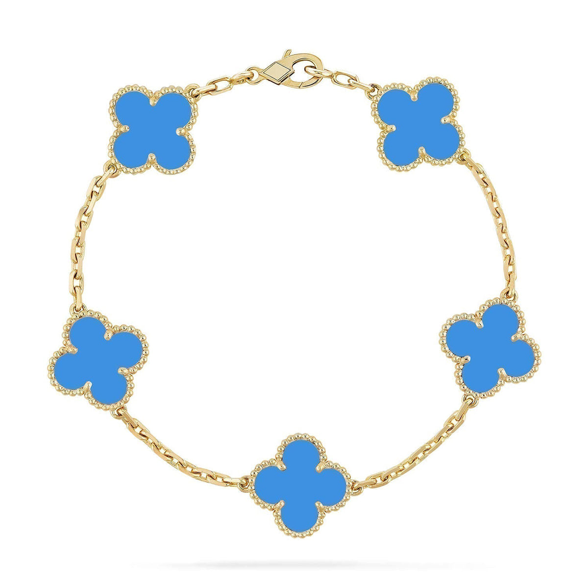 [CiCi] CLOVER 5 MOTIF BLUE AGATE BRACELET COLLECTION