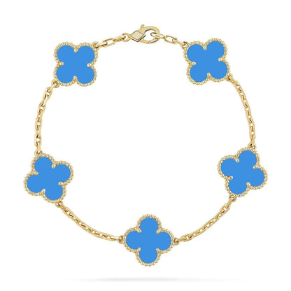 [CiCi] CLOVER 5 MOTIF BLUE AGATE BRACELET COLLECTION