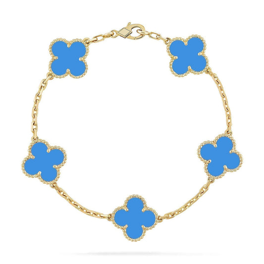 [CiCi] CLOVER 5 MOTIF BLUE AGATE BRACELET COLLECTION
