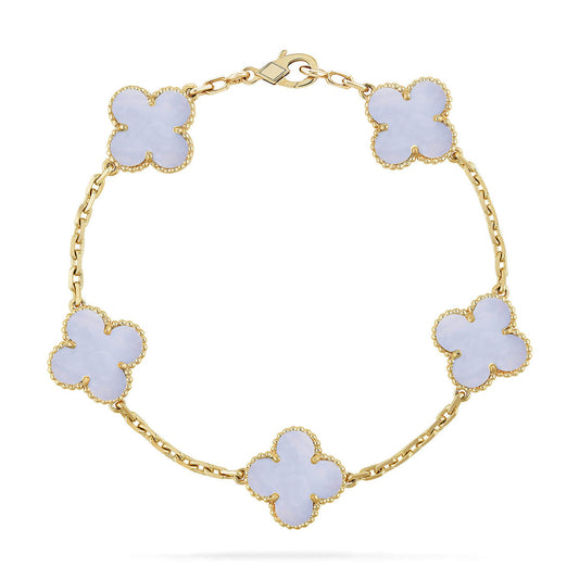 [CiCi] CLOVER 5 MOTIF PURPLE CHALCEDONY BRACELET COLLECTION