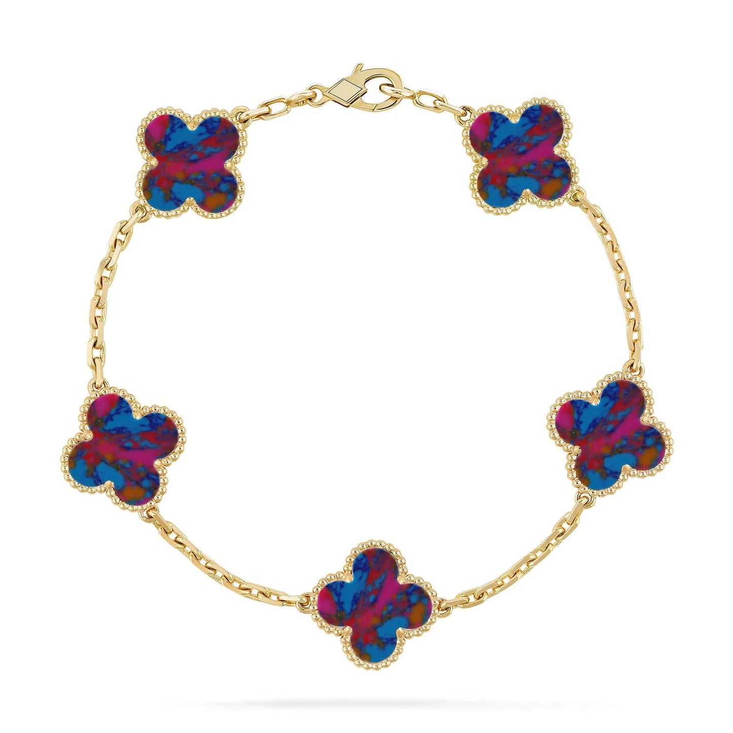[CiCi]CLOVER 5 MOTIF COLOR GEMSTONES BRACELET COLLECTION