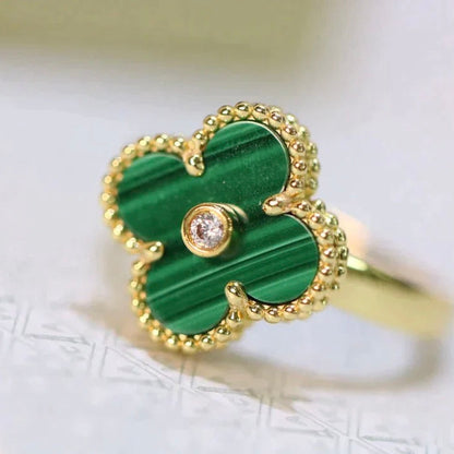 [CiCi]CLOVER MALACHITE RING GOLD DIAMOND