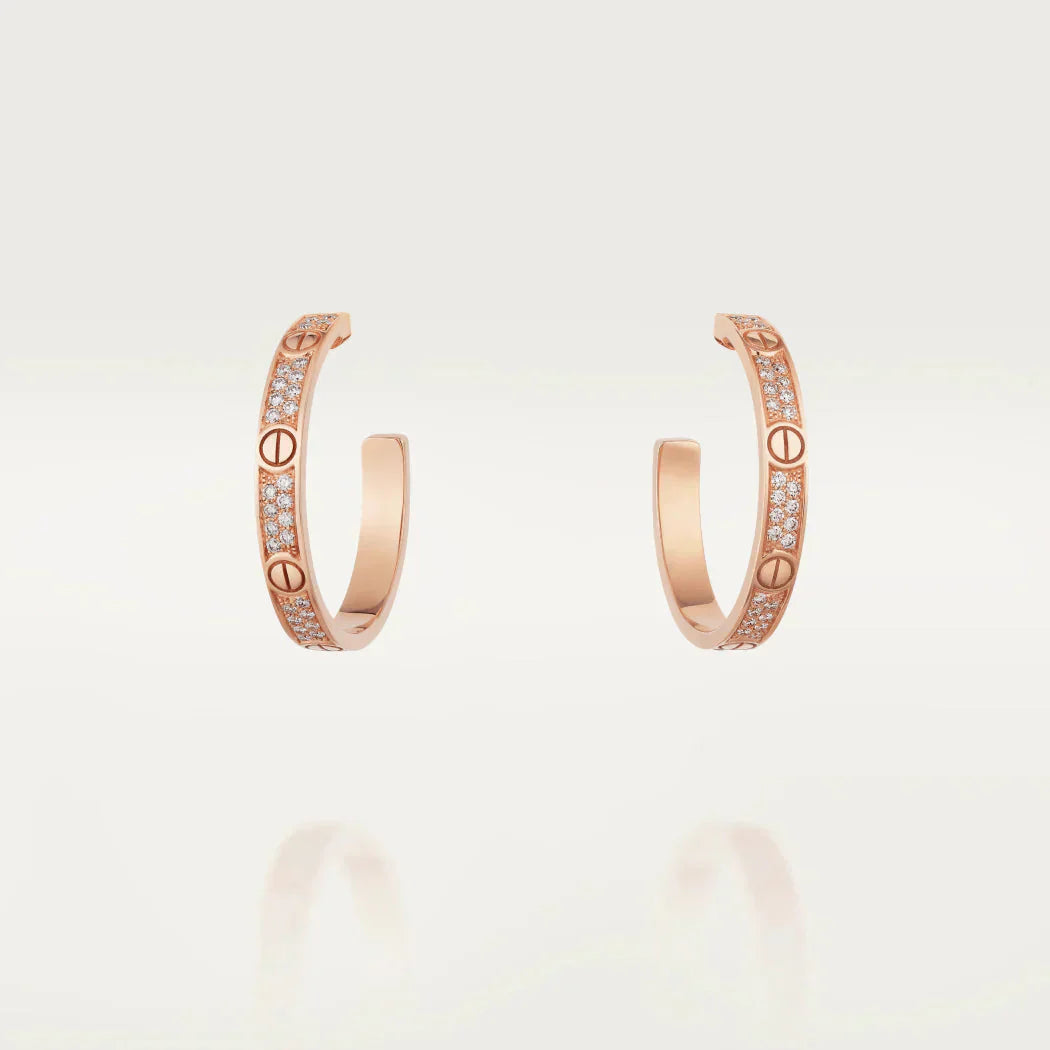 [CiCi]LOVE DIAMOND PINK GOLD HOOP EARRINGS