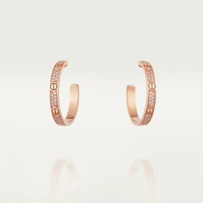 [CiCi]LOVE DIAMOND PINK GOLD HOOP EARRINGS