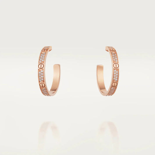 [CiCi]LOVE DIAMOND PINK GOLD HOOP EARRINGS