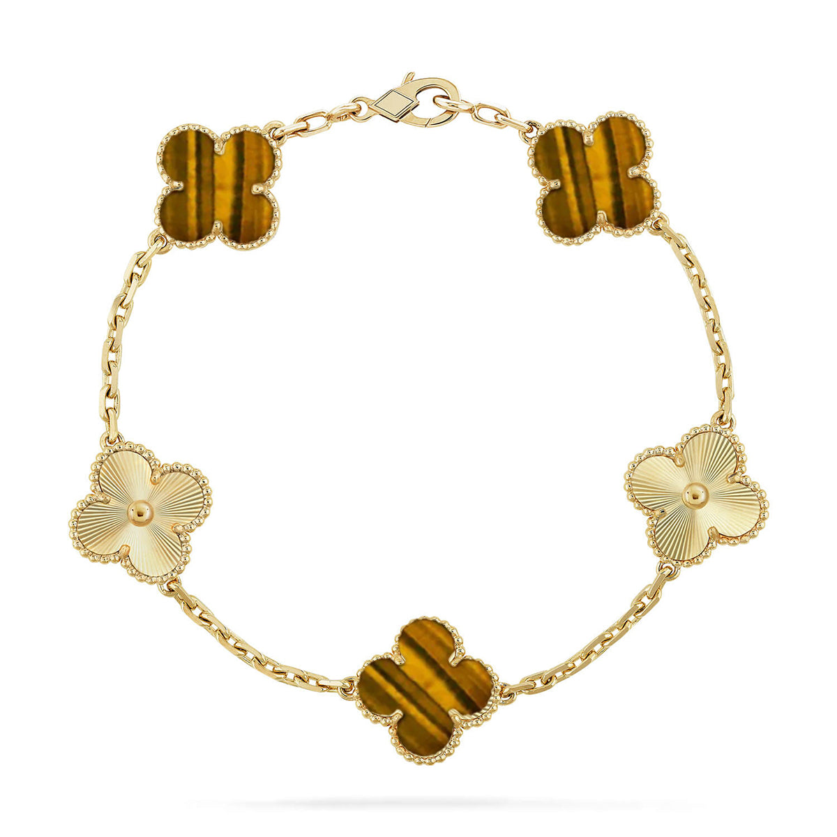 [CiCi] CLOVER 5 MOTIFS TIGER EYE BRACELET COLLECTION