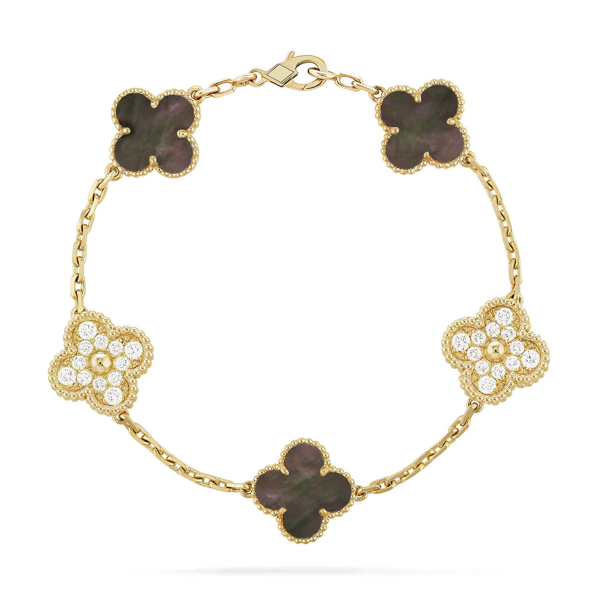 [CiCi] CLOVER 5 MOTIF GRAY MOP BRACELET COLLECTION