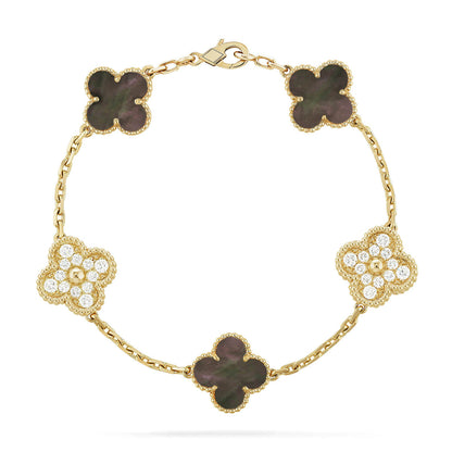 [CiCi] CLOVER 5 MOTIF GRAY MOP BRACELET COLLECTION