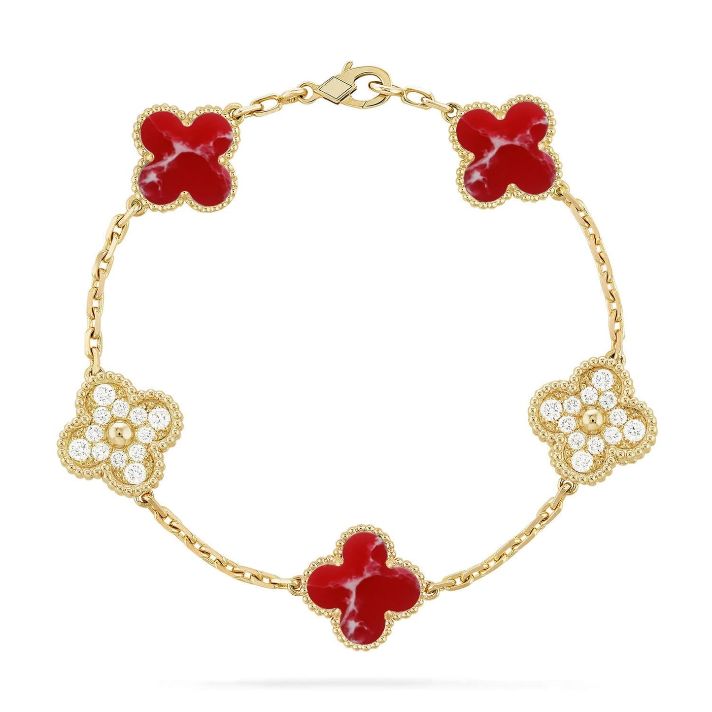 [CiCi]CLOVER 5 MOTIF RED PATTERN BRACELET COLLECTION