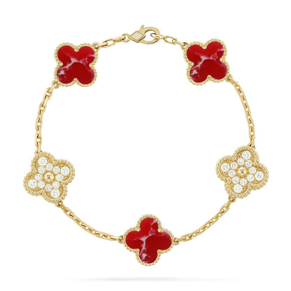 [CiCi]CLOVER 5 MOTIF RED PATTERN BRACELET COLLECTION